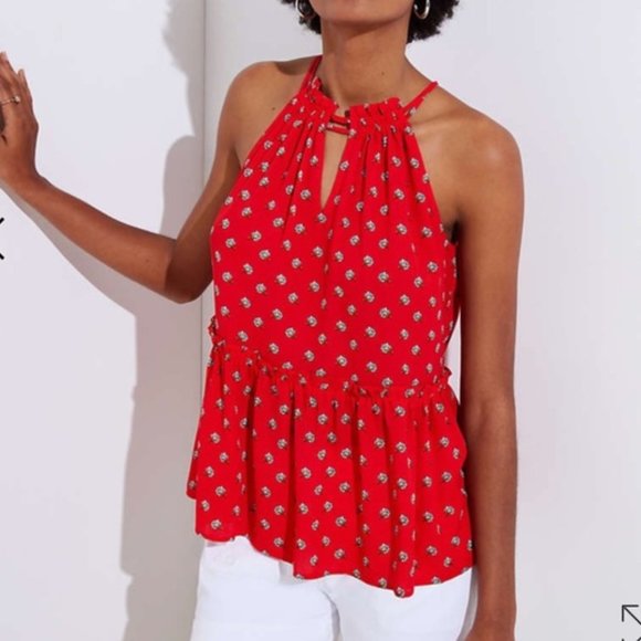 LOFT Tops - ✨HP✨LOFT Marigold Peplum Halter Tank Top